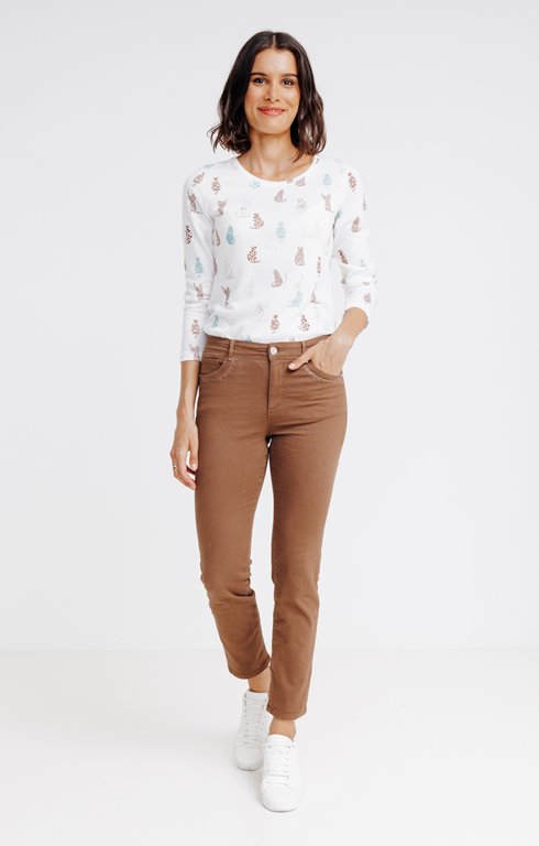 Pantalon 7/8 slim avec broderie