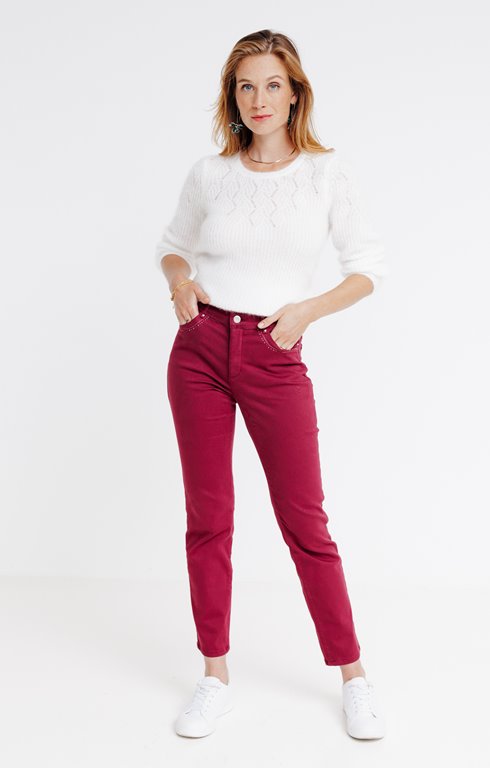 Pantalon 7/8 slim avec broderie