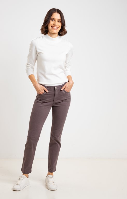 Pantalon 7/8 slim avec broderie