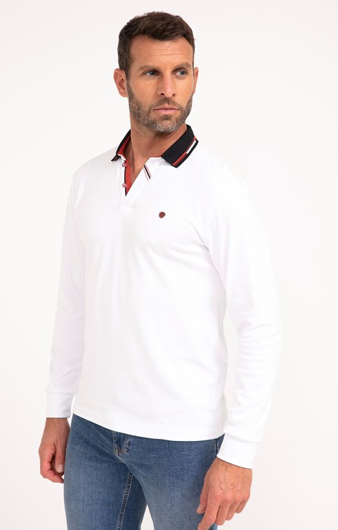 Polo manches longues Brique