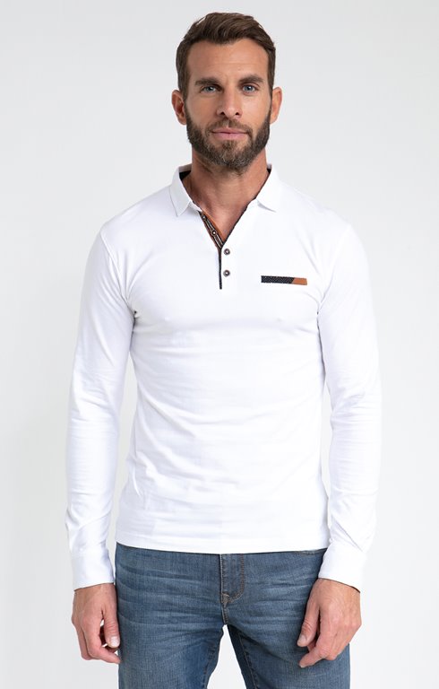 Polo manches longues contrast