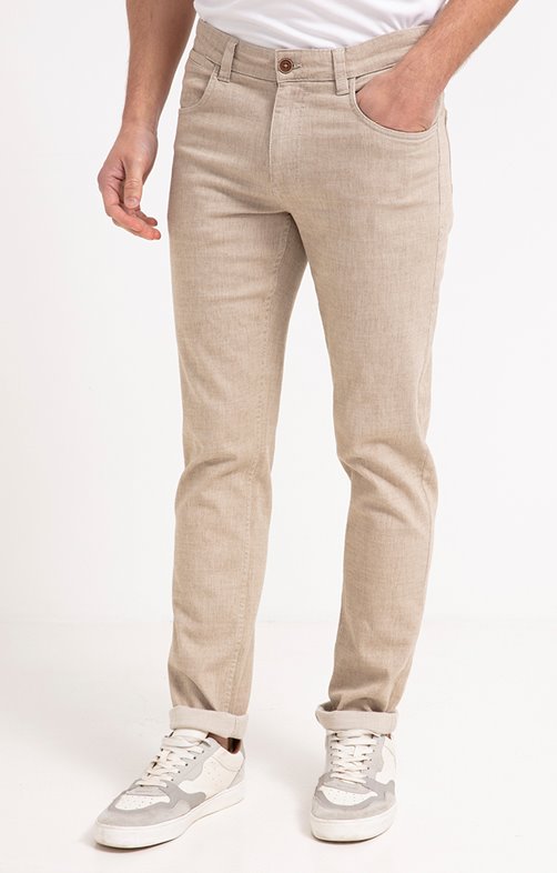 Pantalon 5 poches stretch et ajusté homme – Coloris beige – Bayard